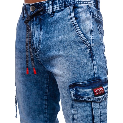 Granatowe spodnie jeansowe joggery bojówki męskie Denley T350 XL wyprzedaż Denley