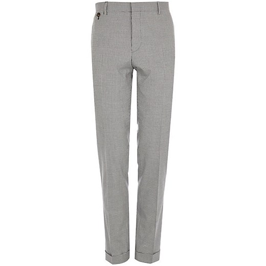 Black and white dogtooth skinny trousers river-island szary 