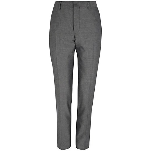 Grey herringbone skinny suit trousers river-island szary 