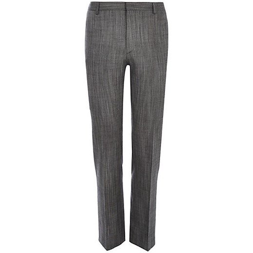 Grey slub slim suit trousers river-island szary slim