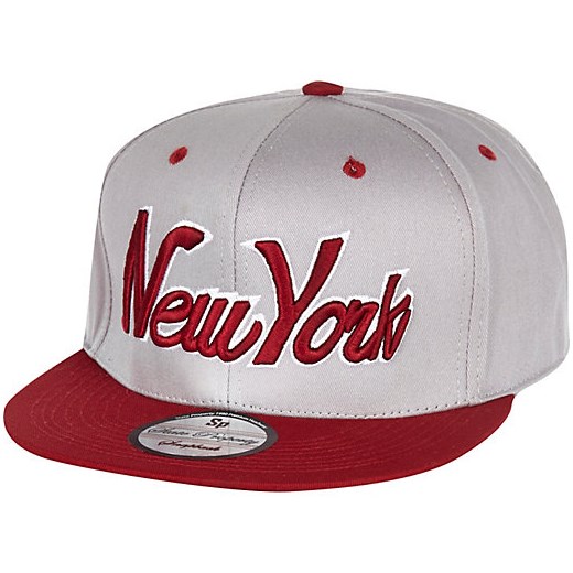 Grey New York trucker hat river-island czerwony 