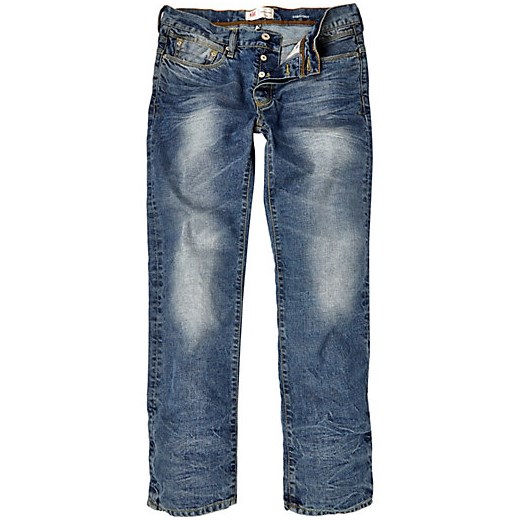 Light wash Dean distressed straight jeans river-island niebieski jeans