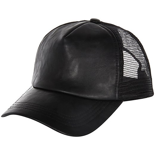 Black PU trucker hat river-island czarny 