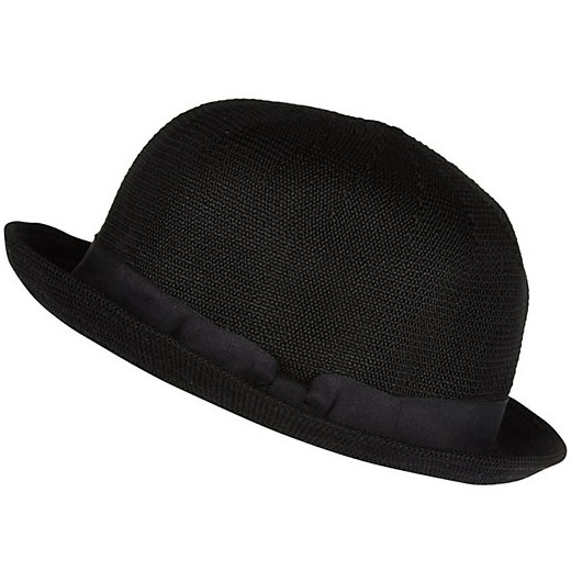 Black soft bowler hat river-island czarny 