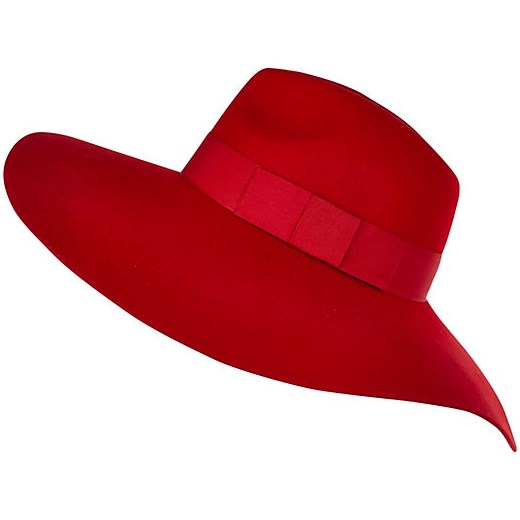 Bright red oversized fedora hat river-island czerwony oversize