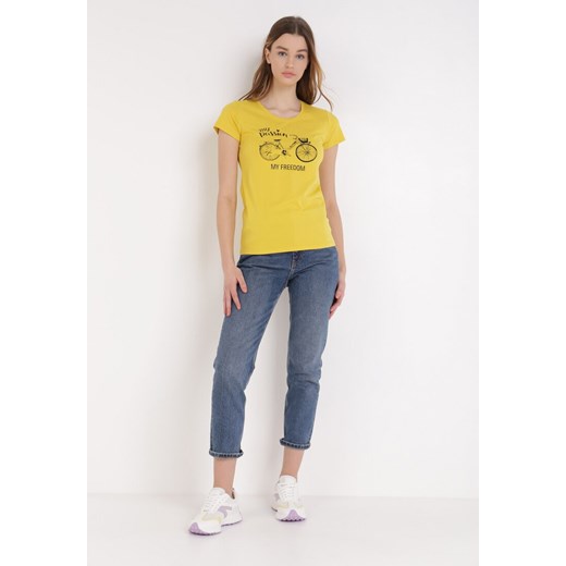 Żółty T-shirt Fabularis L/XL Born2be Odzież