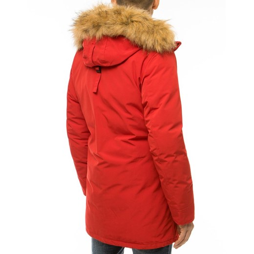 Kurtka męska zimowa z kapturem czerwona TX3608 Dstreet M promocja DSTREET