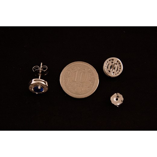 Kolczyki srebrne rodowane okrągłe z niebieską cyrkonią k1575 - 1,7 g Falana Falana