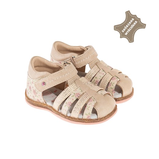 Cool Club, Sandały dziewczęce, beżowe, róże, skórzana wkładka Cool Club okazja smyk