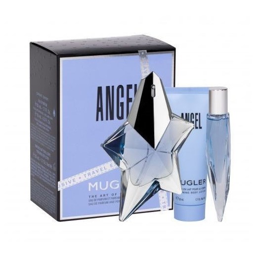 Thierry Mugler, Angel, zestaw: woda perfumowana, spray, 50 ml + miniatura wody perfumowanej, 10 ml + mleczko do ciała, 50 ml smyk
