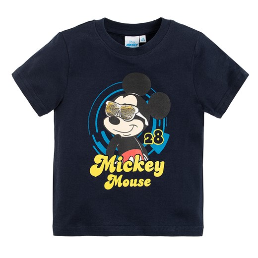 T-shirt chłopięcy, granatowy, dwustronne cekiny, Myszka Miki Odzież Licencyjna smyk