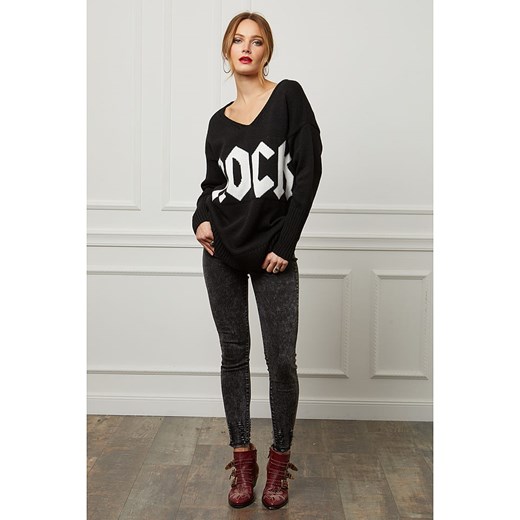 Sweter damski Plume czarny jesienny 