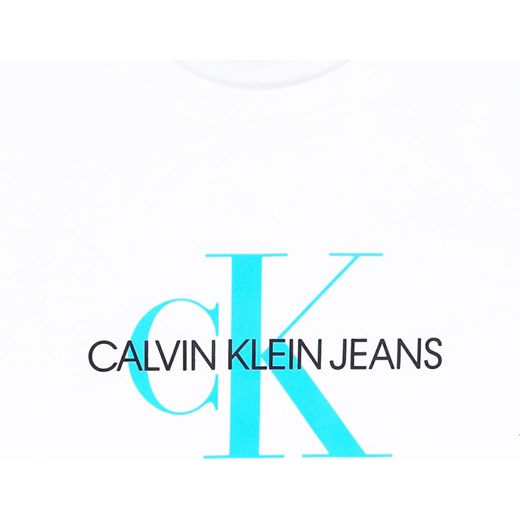 Bluzka dziewczęca Calvin Klein biała jeansowa z krótkimi rękawami 