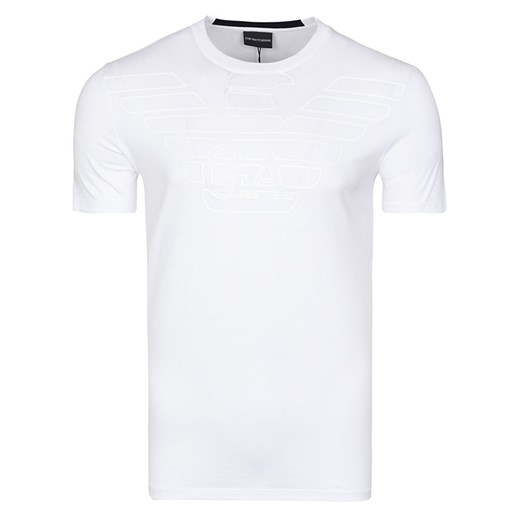 T-shirt męski biały Emporio Armani bawełniany na wiosnę z krótkim rękawem 