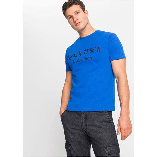T-shirt męski niebieski Bonprix w stylu młodzieżowym 