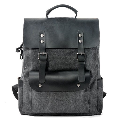 Plecak na laptopa 15,6" vintage skórzane wykończenia Kolor: czarny inBag