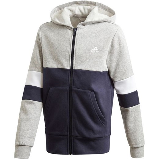 Bluza młodzieżowa Linear Colorblock Full Zip Adidas (medium grey heather/legend ink/white) 140cm SPORT-SHOP.pl okazyjna cena