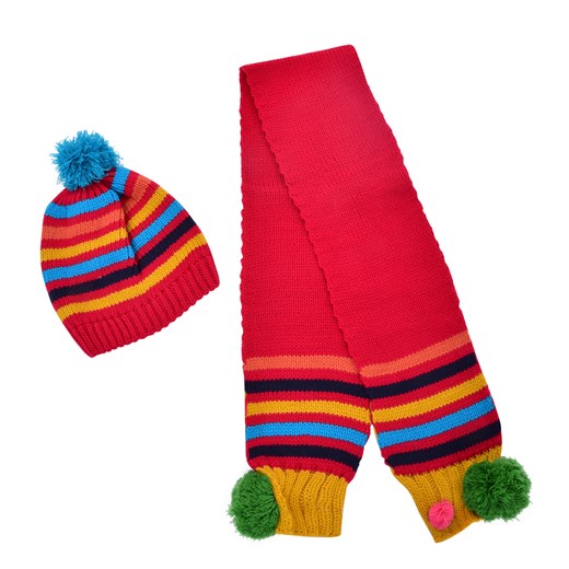 Zimowy zestaw dla dzieci, czapka + szalik czerwony Dedra Moja Dedra - domodi