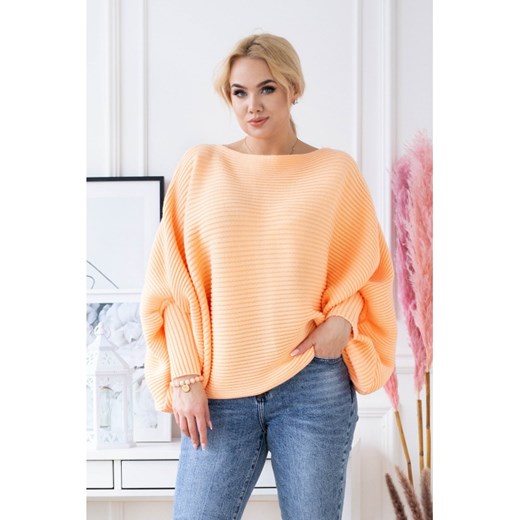 Pomarańczowy sweterek z poziomym splotem - peyton Sklep XL-ka