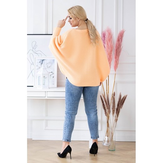 Pomarańczowy sweterek z poziomym splotem - peyton Sklep XL-ka