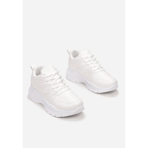 Buty sportowe damskie białe Born2be sneakersy sznurowane