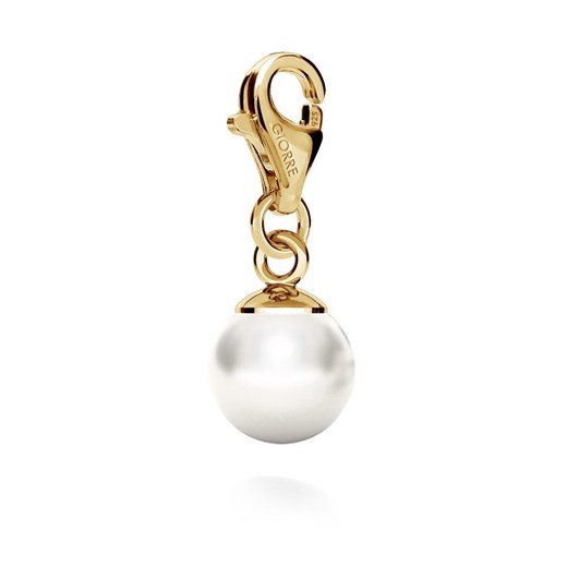 Srebrny charms perła Swarovski, srebro 925 : Perła - kolory - SWAROVSKI WHITE, Srebro - kolor pokrycia - Pokrycie żółtym 18K złotem Giorre GIORRE
