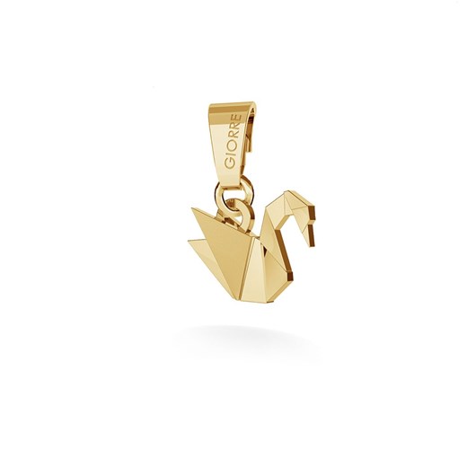 Srebrny charms zawieszka beads łabędź origami, srebro 925 : Srebro - kolor pokrycia - Pokrycie żółtym 18K złotem, Wariant - Zawieszka Giorre GIORRE