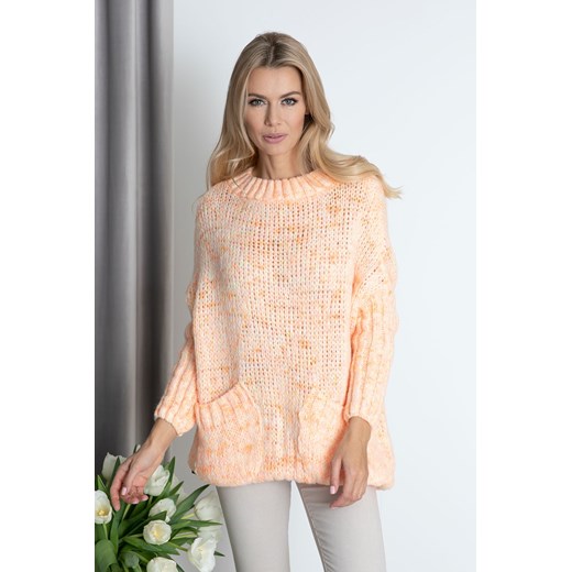Maravilla Boutique sweter damski pomarańczowa dzianinowy casual 