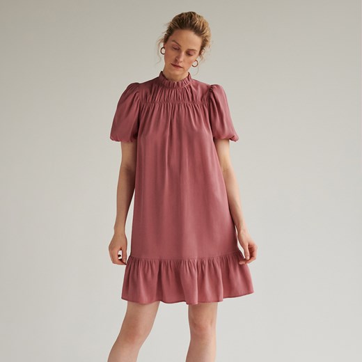 Reserved - Sukienka z bufiastymi rękawami - Różowy Reserved M okazja Reserved