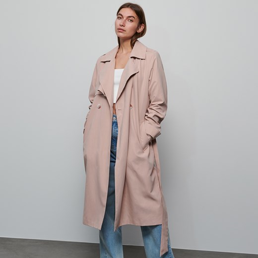 Reserved - Trencz z paskiem - Różowy Reserved 40 okazja Reserved