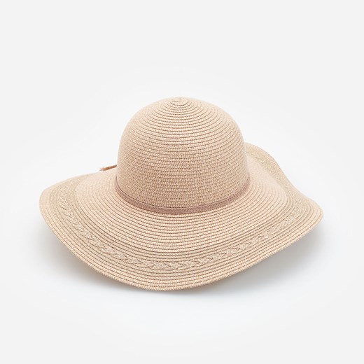 Reserved - Pleciony kapelusz z papierowej słomki - Różowy Reserved S okazja Reserved