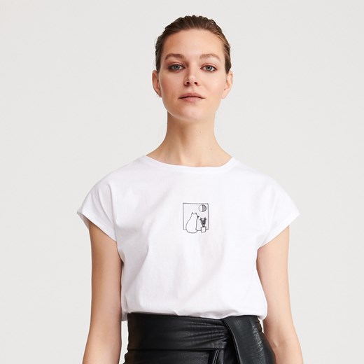 Reserved - T-shirt z bawełny organicznej - Biały Reserved XS Reserved promocja