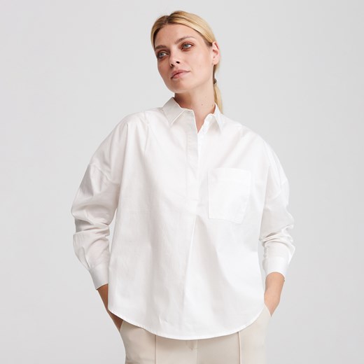 Reserved - Koszula oversize z bawełny organicznej - Biały Reserved 40 wyprzedaż Reserved