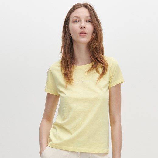 Reserved - T-shirt z bawełny organicznej - Żółty Reserved M Reserved okazja
