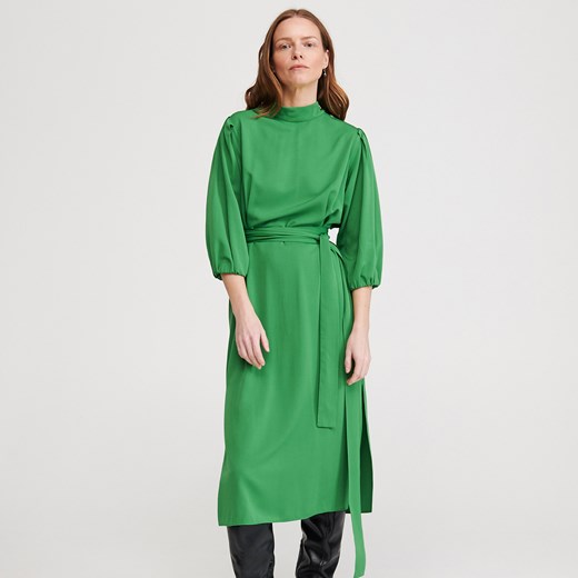 Reserved - Sukienka ze stójką - Zielony Reserved L Reserved okazja