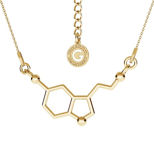 Srebrny naszyjnik - serotonina, wzór chemiczny, srebro 925 : Srebro - kolor pokrycia - Pokrycie żółtym 18K złotem Giorre GIORRE
