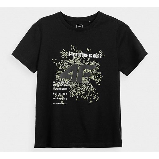 Koszulka chłopięca HJL21 JTSM003 4F (głęboka czerń) 164cm promocyjna cena SPORT-SHOP.pl
