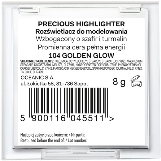 AA WINGS OF COLOR Precious Highlighter Rozświetlacz do Modelowania 104 Golden Glow 8,5G Aa Wings Of Color Oceanic_SA