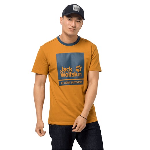 T-shirt męski Autoryzowany Sklep Jack Wolfskin pomarańczowa z krótkim rękawem młodzieżowy 