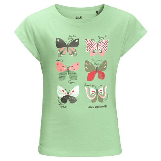 Koszulka dla dziewczynki BUTTERFLY T GIRLS milky green Autoryzowany Sklep Jack Wolfskin 116 Jack Wolfskin