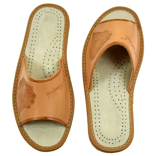 Skórzane pantofle damskie ze sklepu JK-Collection w kategorii Kapcie damskie - zdjęcie 105722088
