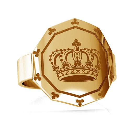 Srebrny pierścionek korona królewska, srebro 925 : ROZMIAR PIERŚCIONKA - 15 | UK:P | Φ17,90 MM, Srebro - kolor pokrycia - Pokrycie żółtym 18K złotem Giorre GIORRE