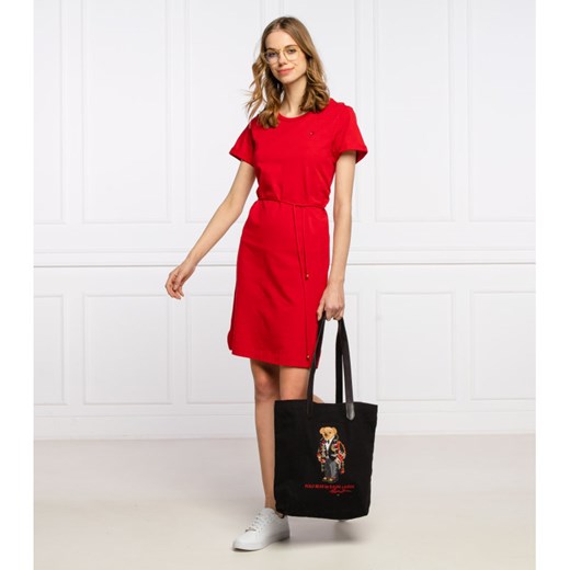 Sukienka Tommy Hilfiger czerwona na lato casual mini z krótkim rękawem 