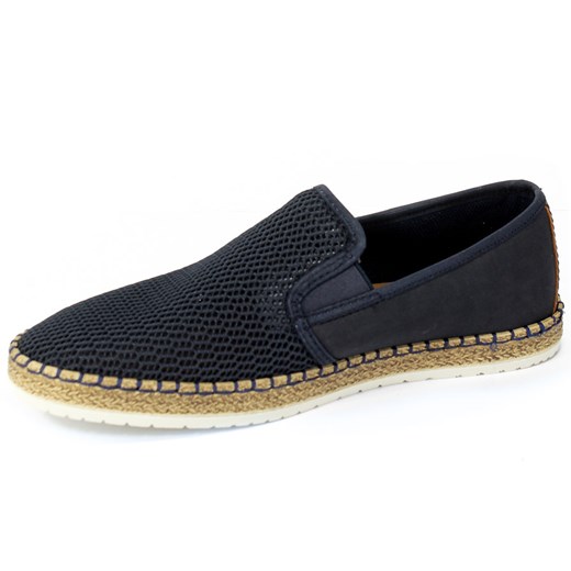 Espadryle męskie Rieker granatowe ze skóry casual 