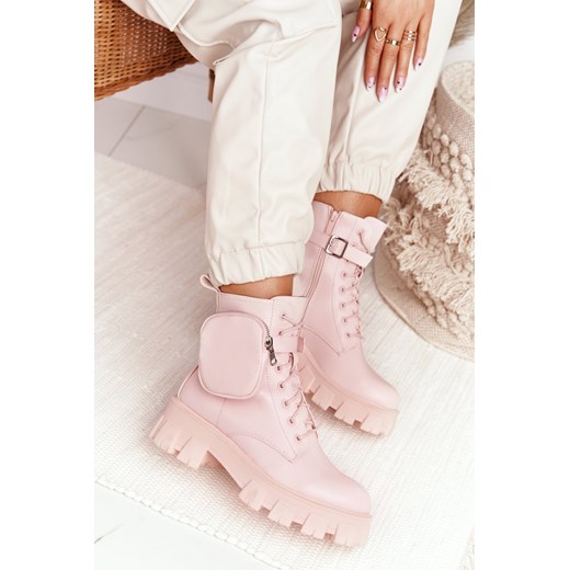 Botki Workery Na Platformie z Nerką Różowe Saturday Ps1 37 bugo.pl
