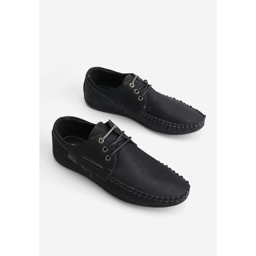 Półbuty męskie czarne Yourshoes casual sznurowane 
