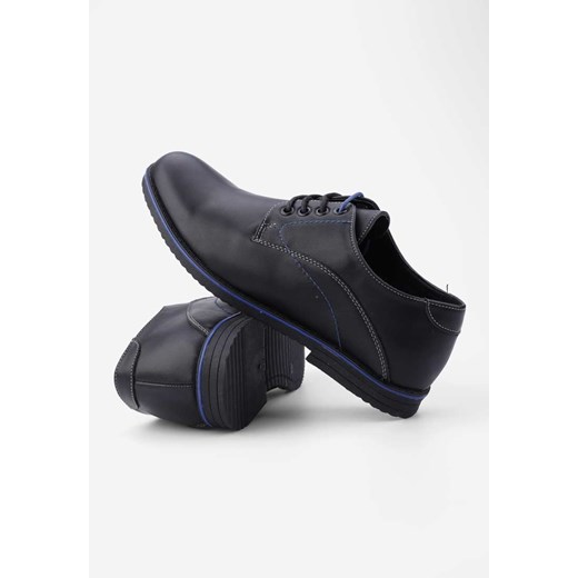 Półbuty czarne z niebieskim sznurkiem Antoine Yourshoes 40 YourShoes