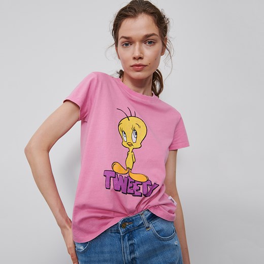 Reserved - T-shirt Tweety - Różowy Reserved L Reserved