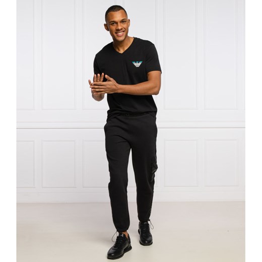 T-shirt męski Emporio Armani casual czarny wiosenny z krótkim rękawem 
