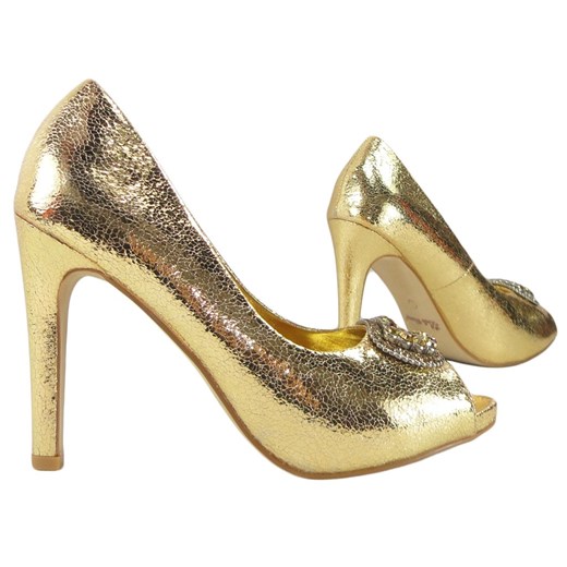 Szpilki buty damskie złote z cyrkoniami 39 Kokietki